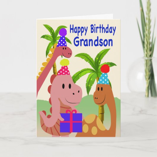 Birthday for Grandson Dinosaurs Kaart (Voorkant)