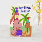 Birthday for Grandson Dinosaurs Kaart (Gele Bloem)