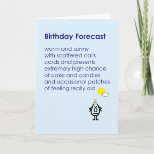 Birthday Forecast - een grappig verjaardagsgedicht Kaart