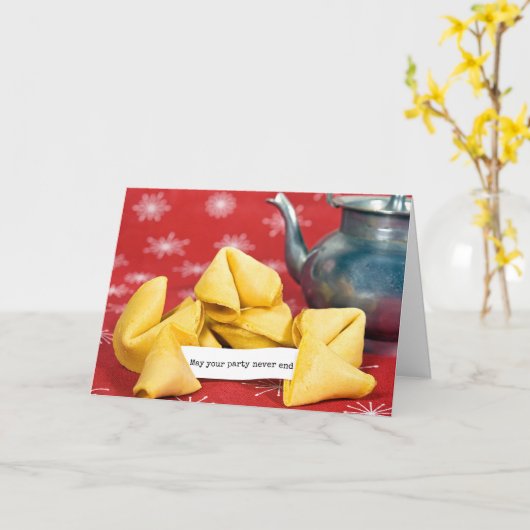 Birthday Fortune Cookie met Teapot Kaart (Gele Bloem)