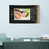 Birthday Foto Black Gold Glitter Girly Spandoek (Beurs)