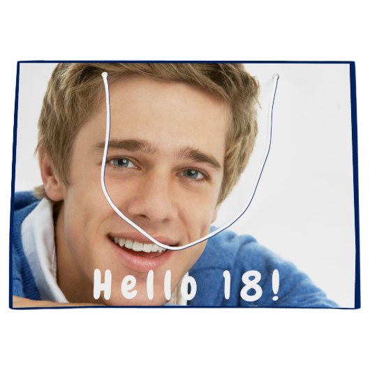 Birthday foto blauwe jongen mannen groot cadeauzakje (Voorkant)