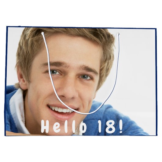 Birthday foto blauwe jongen mannen groot cadeauzakje (Achterkant)