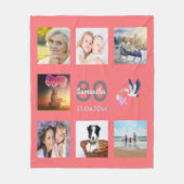 Birthday foto collage koraal fleece deken (Voorkant)