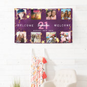 Birthday foto collage paars goudmonogram spandoek (Insitu)