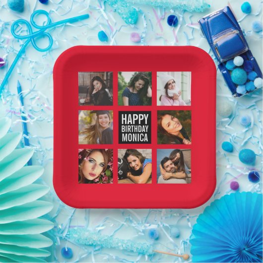 Birthday Foto Collage Red Paper Bord (Feest)