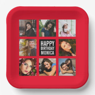 Birthday Foto Collage Red Paper Bord