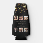 Birthday foto collage zwarte gouden sterren vriend flesjeskoeler (Voorkant)