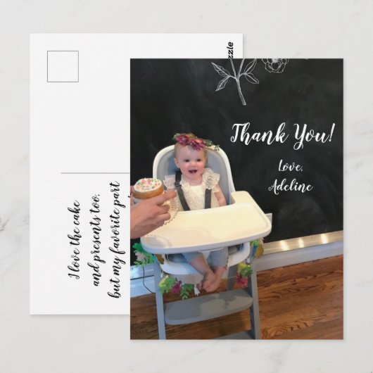 Birthday Foto Dank u Briefkaart (Voorkant / Achterkant)