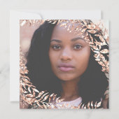 Birthday Foto Floral Framed Roos Gold Royal Kaart (Achterkant)