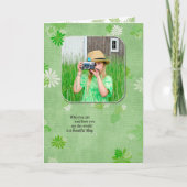 birthday foto met daisy background kaart (Voorkant)