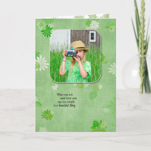 birthday foto met daisy background kaart