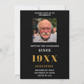 Birthday Foto Naam legant Black Gold Kaart (Voorkant)