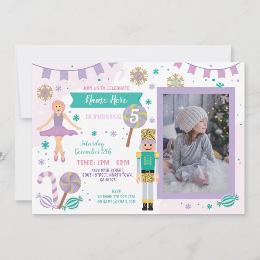 Birthday Foto Nutcracker Pink kerstballet Kaart (Voorkant)