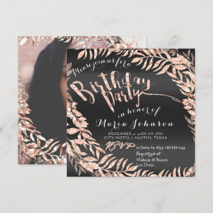 Birthday Foto omgeven Roos Gold Black Royal Kaart