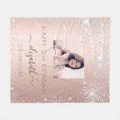 Birthday foto roos Gold zilverglitter stofnaam Fleece Deken (Voorkant (Horizontaal))