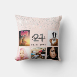 Birthday foto roos goud glitter blush roze zilver kussen