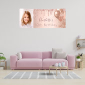 Birthday foto roos goud glitter monogram spandoek
