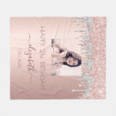 Birthday foto roos goud glitter roze zilverglazuur fleece deken (Voorkant (Horizontaal))