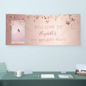 Birthday foto roos gouden glitter sterren welkom spandoek (Beurs)