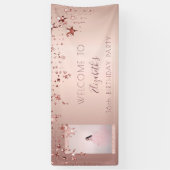 Birthday foto roos gouden glitter sterren welkom spandoek (Verticaal)