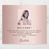 Birthday foto roos goudroze welkom in  sparkling wijnetiket (Enkel label)