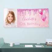 Birthday foto roze glitter monogram banner (Beurs)