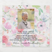 Birthday foto roze roze leuke feiten bio vrouw sparkling wijnetiket (Enkel label)