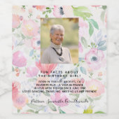 Birthday foto roze roze leuke feiten bio vrouw wijn etiket (Enkel label)