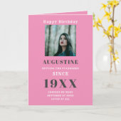 Birthday Foto-sjabloon elegant afbeelding roze gri Kaart (Gele Bloem)
