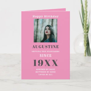 Birthday Foto-sjabloon elegant afbeelding roze gri Kaart