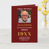 Birthday Foto-sjabloon legant Chic Red Gold Kaart (Gele Bloem)