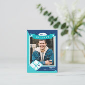 Birthday Foto & Stats All Star Baseball Kaart (Staand voorkant)