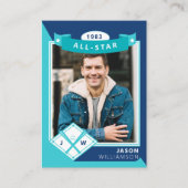 Birthday Foto & Stats All Star Baseball Kaart (Voorkant)