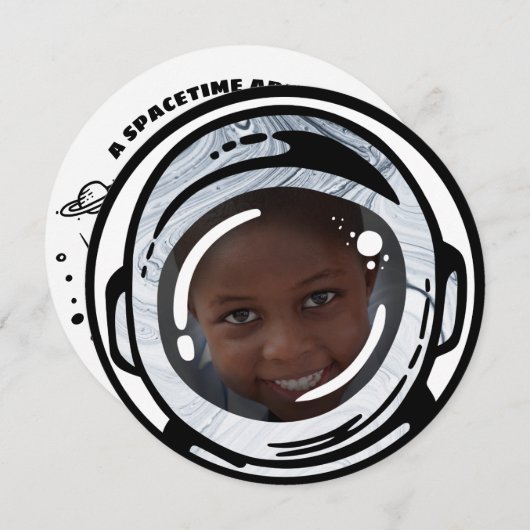 Birthday foto-uitnodigingen voor ruimteastronaut kaart (Voorkant / Achterkant)