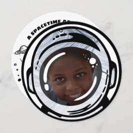 Birthday foto-uitnodigingen voor ruimteastronaut kaart