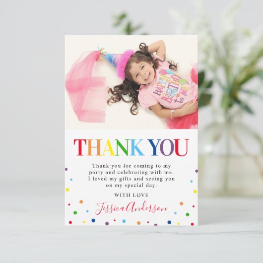 Birthday Foto van Bright kleurrijke kinderen Bedankkaart (Staand voorkant)