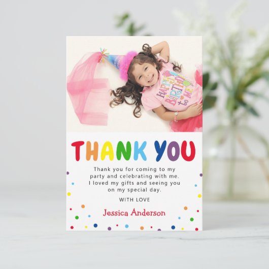 Birthday Foto van Bright kleurrijke kinderen Bedankkaart (Staand voorkant)