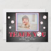 Birthday Foto van Cute Baseball Chalkboard Bedankkaart (Voorkant)