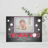 Birthday Foto van Cute Baseball Chalkboard Bedankkaart (Staand voorkant)