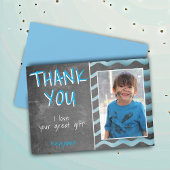 Birthday Foto van Cute Blue Chalkboard Bedankkaart