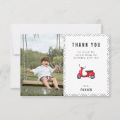 Birthday Foto van Red Retro Scooter Theme Bedankkaart (Voorkant)