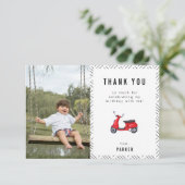 Birthday Foto van Red Retro Scooter Theme Bedankkaart (Staand voorkant)