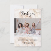 Birthday foto white floral elegant bedankkaart (Voorkant)