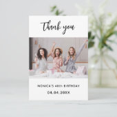 Birthday foto wit simpel elegant bedankkaart (Staand voorkant)