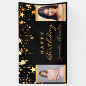 Birthday foto zwarte gouden sterren twee bevriende spandoek (Verticaal)