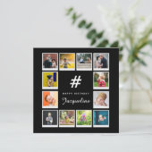 Birthday Fotocollage Sjabloon Elke pagina Naam zwa (Staand voorkant)