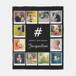Birthday Fotocollage Sjabloon Elke pagina Naam zwa Fleece Deken
