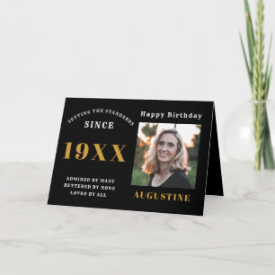 Birthday-fotosjabloon Elegant Chic Black Gold Kaart