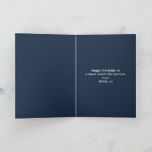 Birthday Fototemplate Elegant Chic Blue Gold Kaart (Binnen)